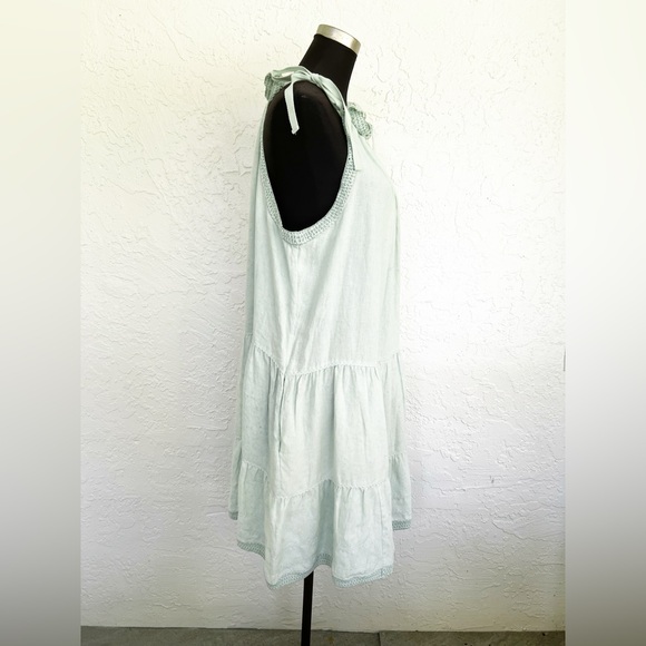 New Ulla Johnson Corianne Dress Linen Tiered Cerulean NWT Womens 14 - Picture 4 of 8